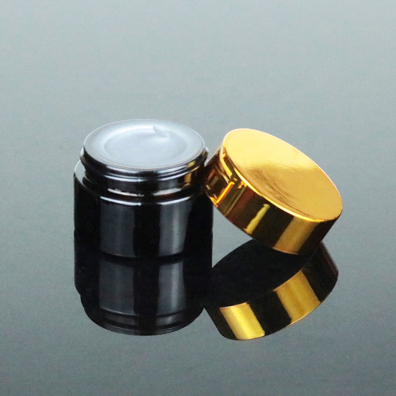 2020 Custom 10g 10ml Amber Cream Container And Packaging Round Lip Balm Round Glass Jar With Gold Lid (GJM12)