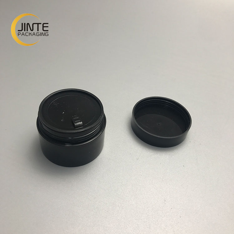 2020 Empty Cosmetic Foundation Container, Cheap 50g Bright Black Plastic Double Wall PP Cream Jar with lid/