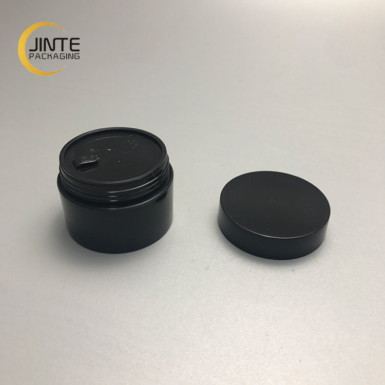 2020 Empty Cosmetic Foundation Container, Cheap 50g Bright Black Plastic Double Wall PP Cream Jar with lid/