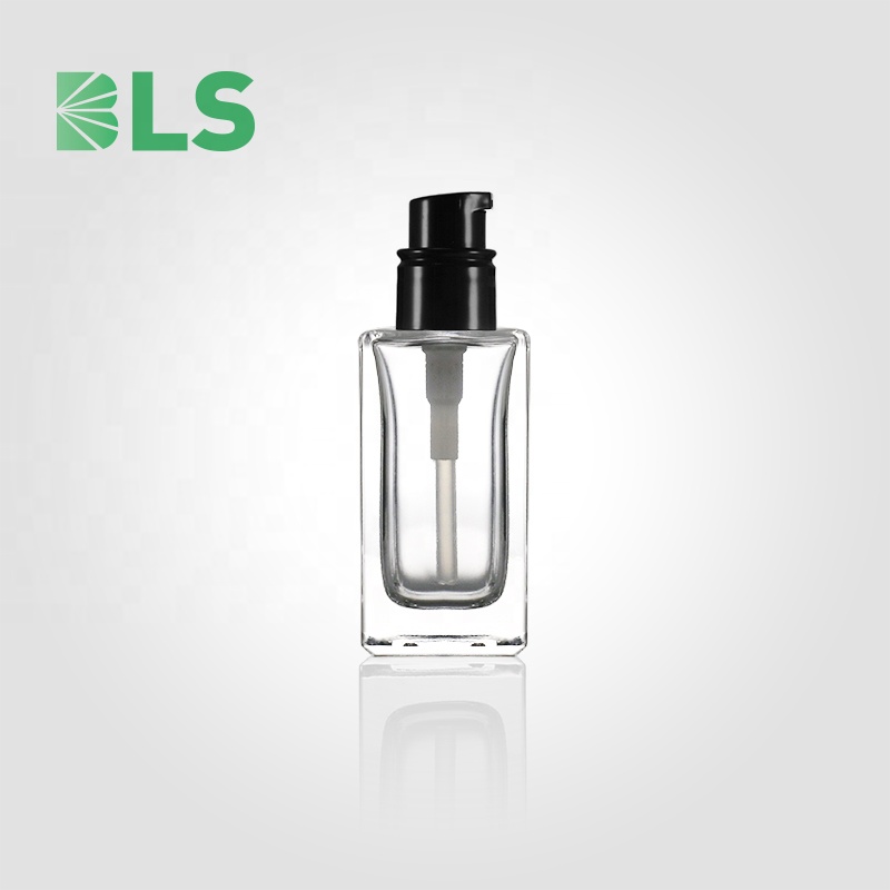 2020 Free Sample Luxury Manufacturer 30 ml 50 ml 100 ml Refillable Custom Empty Glass Square Foundation Bottle