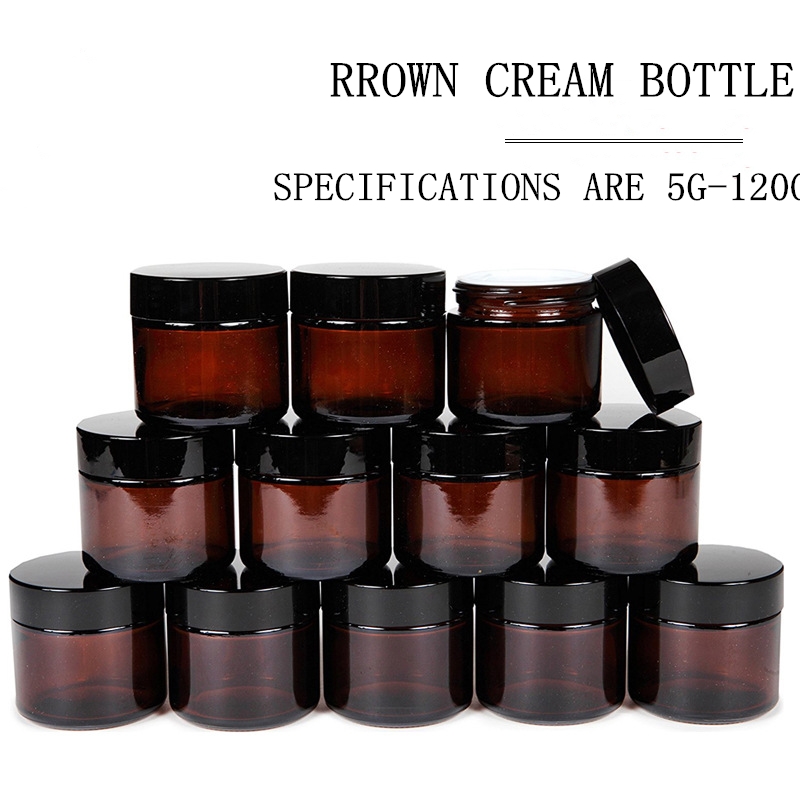 2020 Hot Sale 5g 10g 20g 30g 50g 60g 100g 120g Cream Bottle Glass Cosmetic Jar Dark Brown Glass Cream Bottle Jar Wholesale
