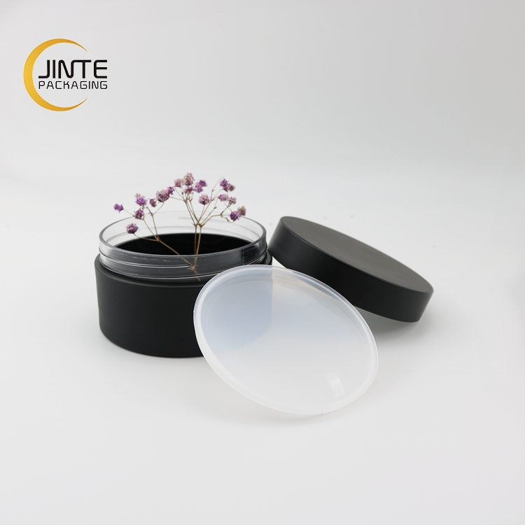 2020 Hot Sales Matte Black Plastic Body Butter Round Jars Empty Cosmetic Skin Cream Jars 150ml