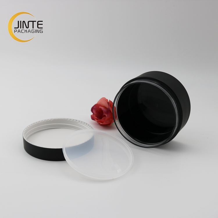 2020 Hot Sales Matte Black Plastic Body Butter Round Jars Empty Cosmetic Skin Cream Jars 150ml