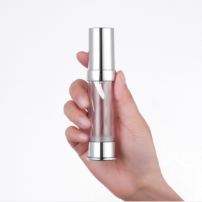 2020 Hot sell 20ml-50ml sliver aluminum pump spary lotion bottle packaging cosmetic lotion bottle with pump