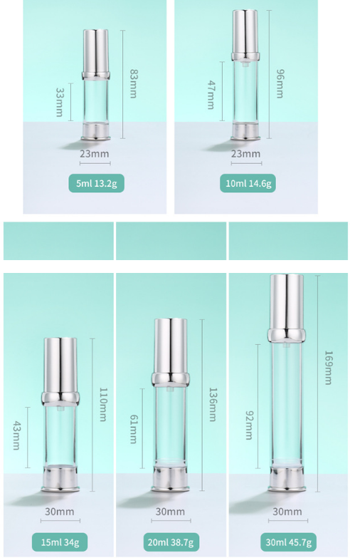 2020 Hot sell 20ml-50ml sliver aluminum pump spary lotion bottle packaging cosmetic lotion bottle with pump