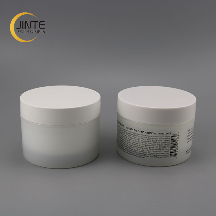 2020  Luxury Frosted PP Plastic Cosmetics 8oz 250ml Clear Frost Hair Pomade PP Jar  With White Lid