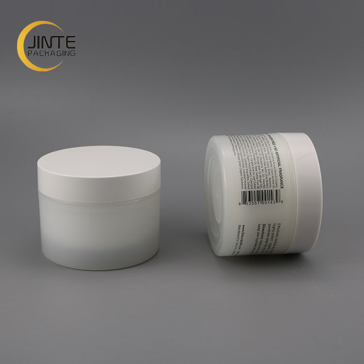 2020 Luxury Frosted PP Plastic Cosmetics 8oz 250ml Clear Frost Hair Pomade PP Jar With White Lid