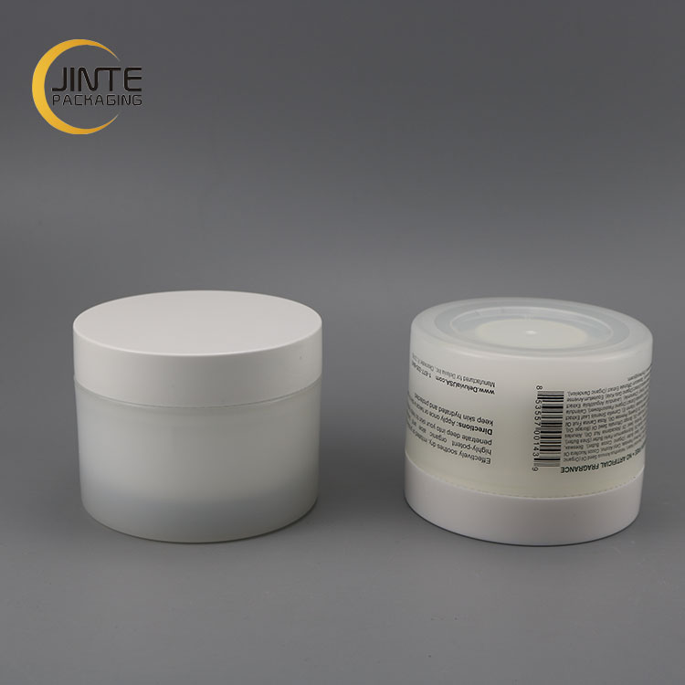 2020 Luxury Frosted PP Plastic Cosmetics 8oz 250ml Clear Frost Hair Pomade PP Jar With White Lid