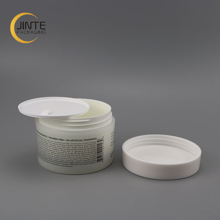 2020 Luxury Frosted PP Plastic Cosmetics 8oz 250ml Clear Frost Hair Pomade PP Jar With White Lid