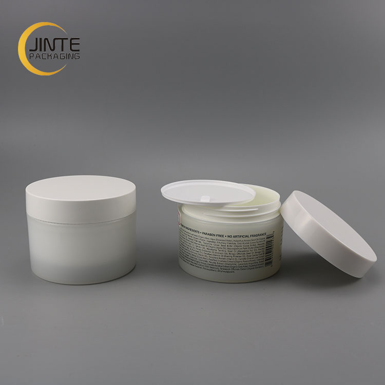 2020 Luxury Frosted PP Plastic Cosmetics 8oz 250ml Clear Frost Hair Pomade PP Jar With White Lid