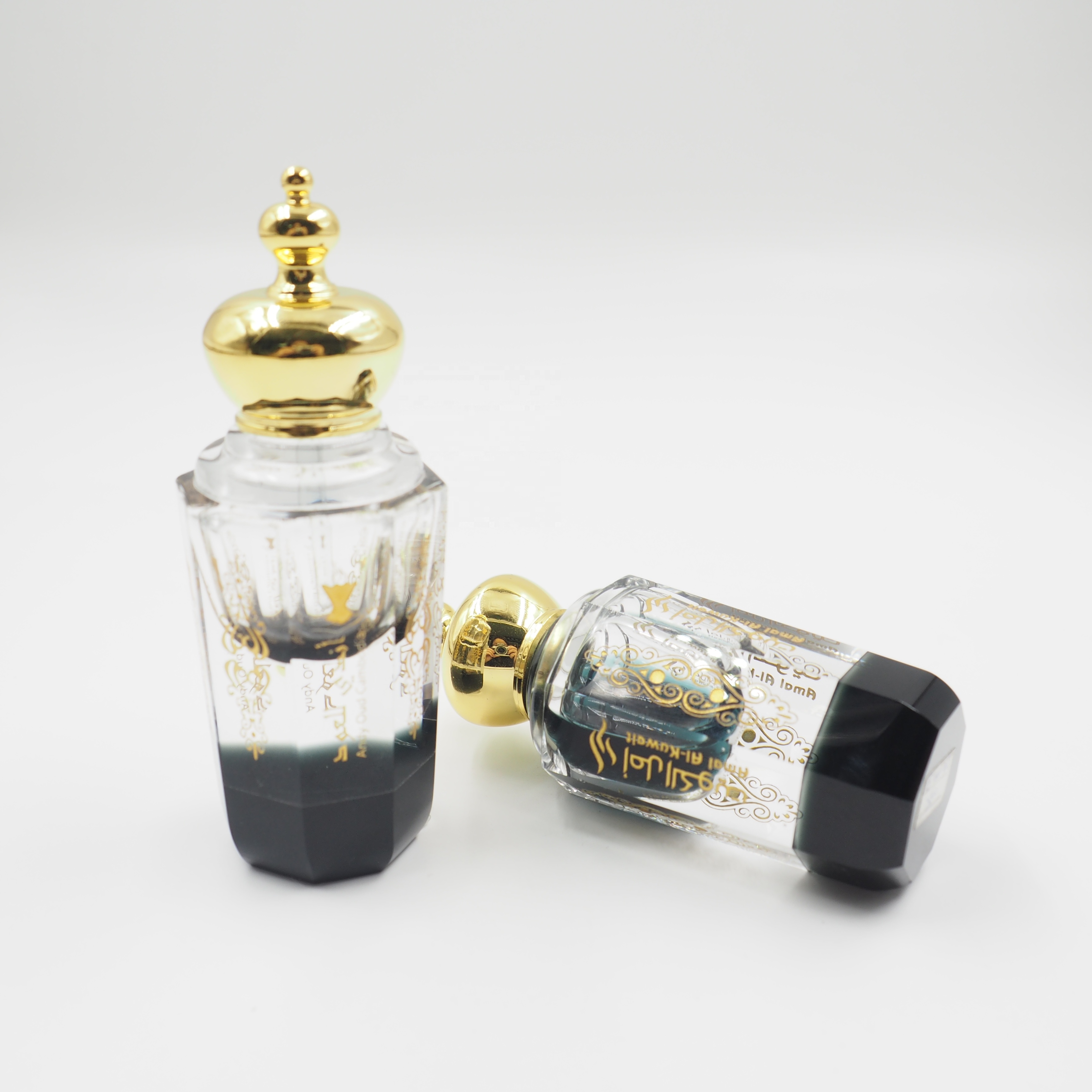 2020 New 12ml Luxurious Octagonal Attar Oil Crystal Glass Bottle With Zamac Cap