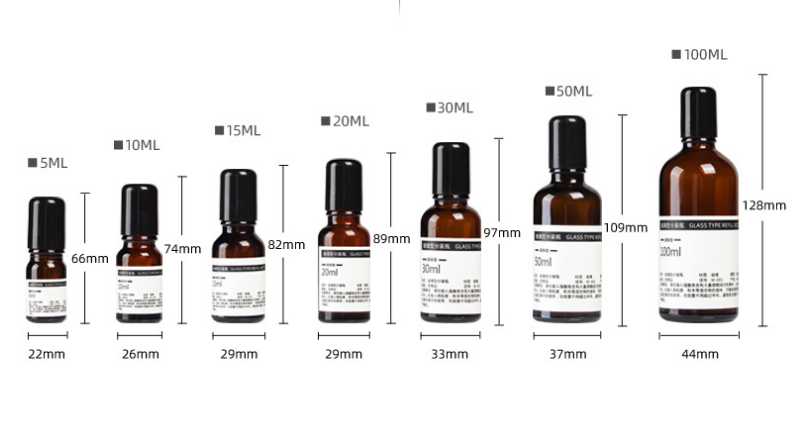2020 New Amber clear perfume Empty 5ml 10ml 15ml 20ml 50ml 100ml Cosmetic Essential Oil Glass Roll On Bottle