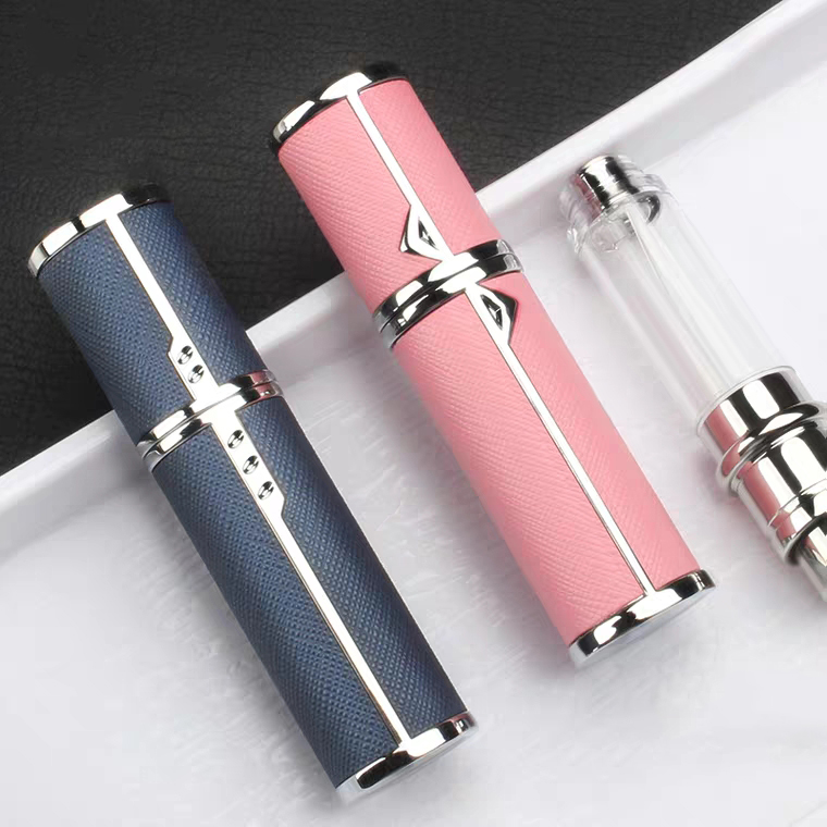 2020 New Arrival 5ml Leather Refillable Perfume Atomizer Mini Glass Bottle With Lid Decorative Perfume Bottle Small