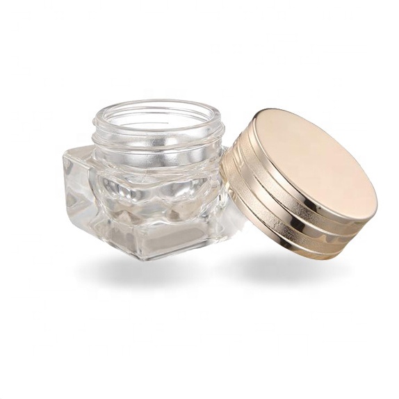 2020 New Arrival Golden Cap Diamond Glass Lotion Eye Cream 15g Cosmetic Glass Jar
