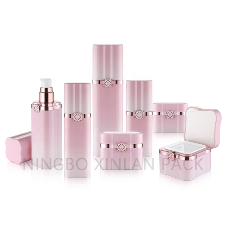 2020 New Arrival Square Shape Luxury Cosmetic Lotion Pump Bottle And Square Cream Jar Set