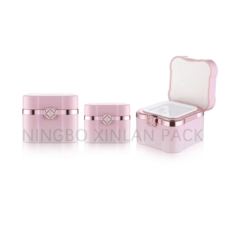 2020 New Arrival Square Shape Luxury Cosmetic Lotion Pump Bottle And Square Cream Jar Set