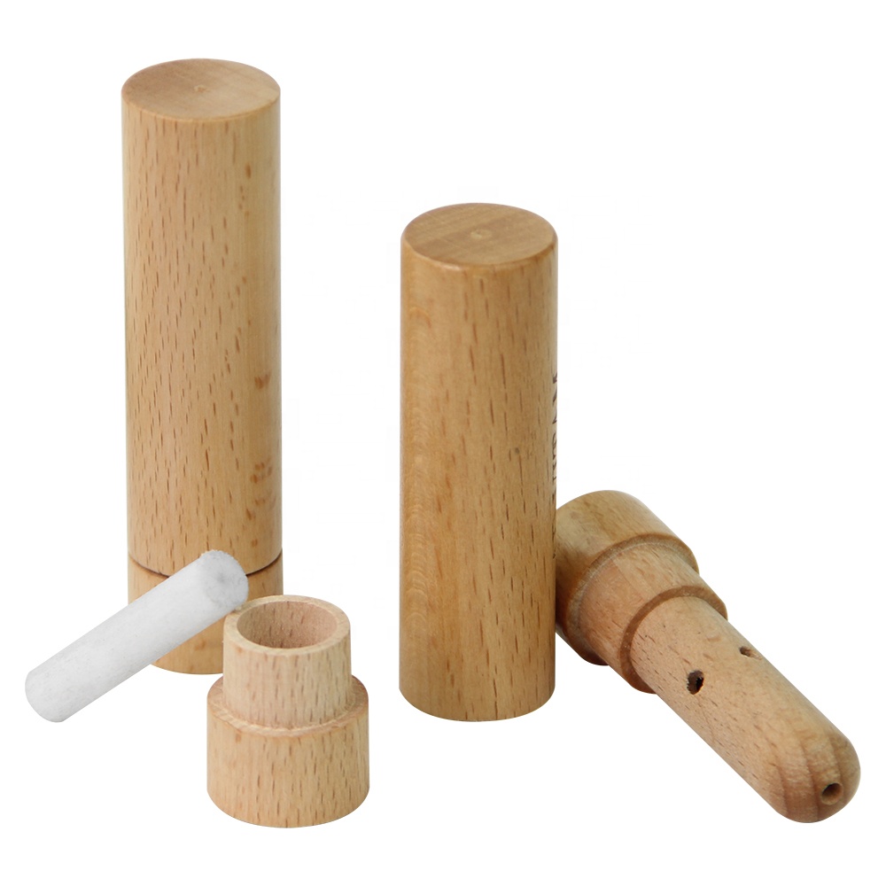 2020 New Arrival material Wood empty essential oil nasal inhale tube bottle with stick
