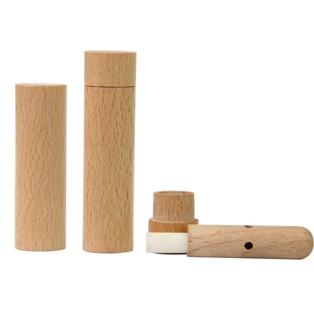2020 New Arrival material Wood empty essential oil nasal inhale tube bottle with stick