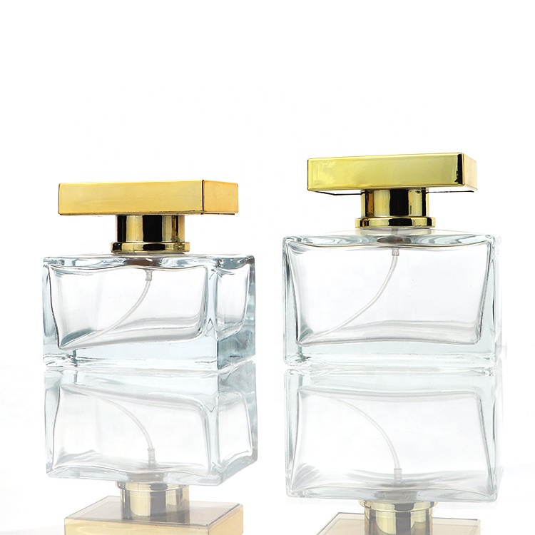 2020 New Custom 80ml 125ml Square Heavy Glass Crimp Spray Perfume Bottles