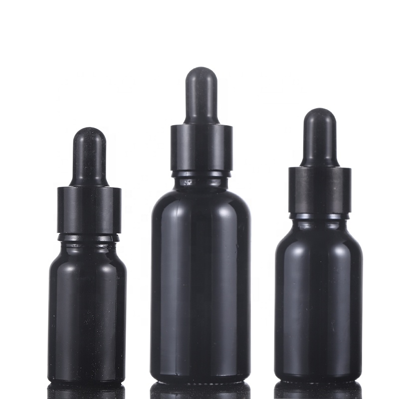 2020 New Design 5ml 10ml 15ml 20ml 30ml Black Glass Dropper Bottle For Essential Oil With Perfume