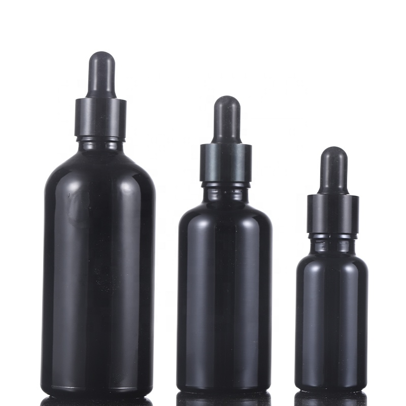 2020 New Design 5ml 10ml 15ml 20ml 30ml Black Glass Dropper Bottle For Essential Oil With Perfume