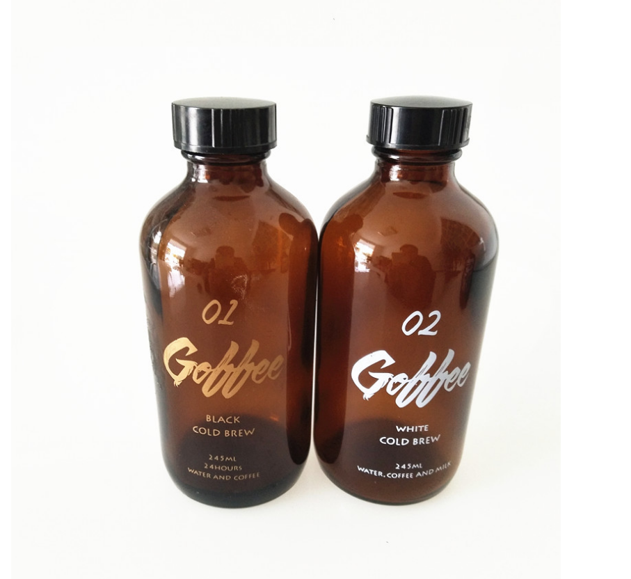 2020 New Design 8oz Clear Kombucha Glass Bottles white cold brew bottle With Screw Lid Aluminum Cap and logo printing