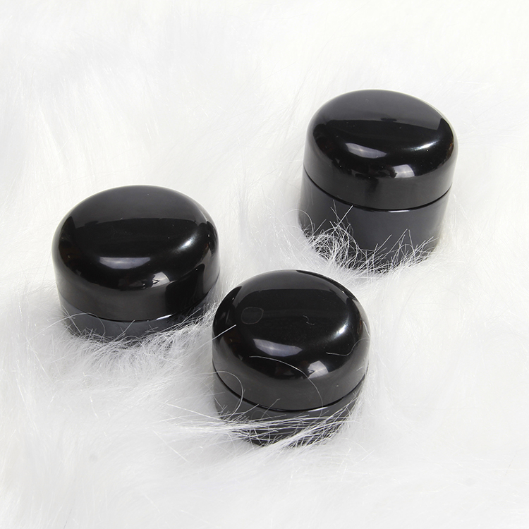 2020 New Design Black Paint Glass Cream Jar with Round Corner Lid