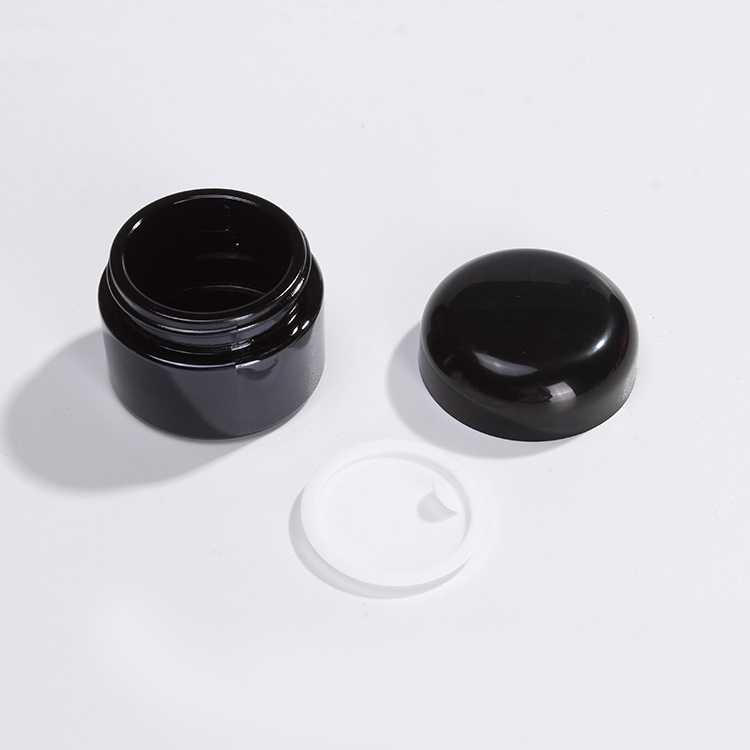 2020 New Design Black Paint Glass Cream Jar with Round Corner Lid