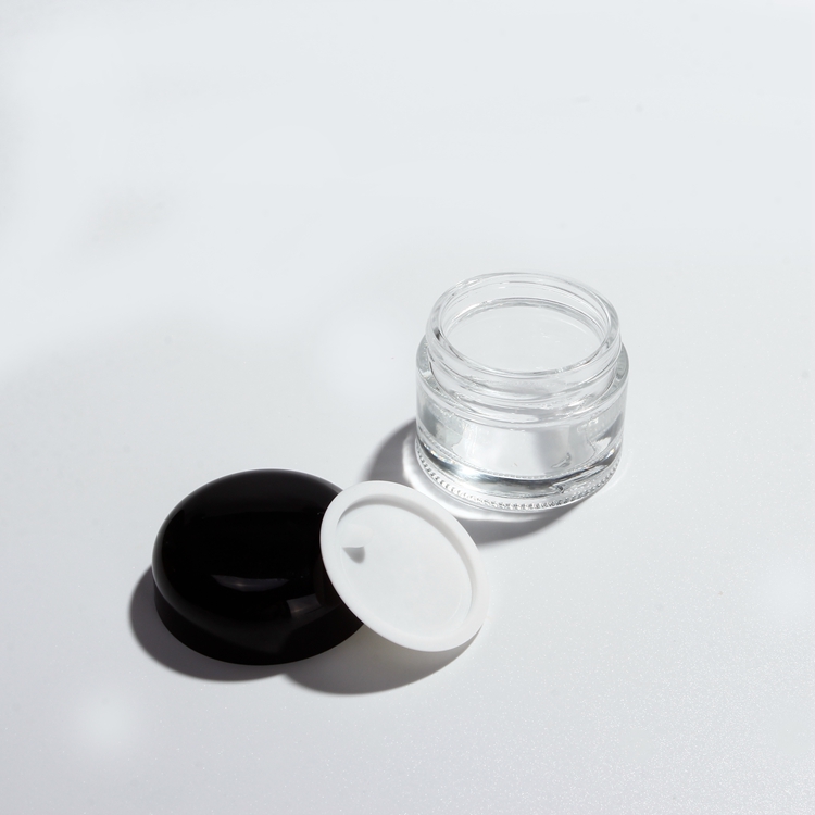 2020 New Design Black Paint Glass Cream Jar with Round Corner Lid