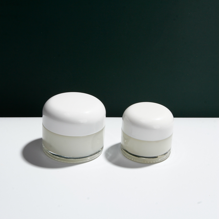 2020 New Design Black Paint Glass Cream Jar with Round Corner Lid