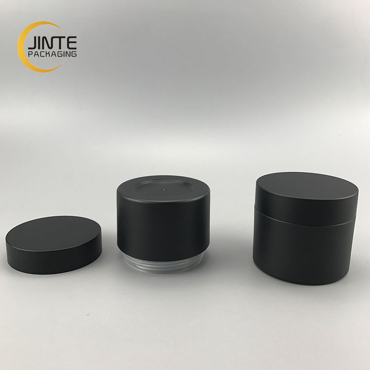 2020 New Design Cheap Plastic Cosmetics, 150ml /5oz Matte Black Hair Pomade Double wall PP Jar With Lid.