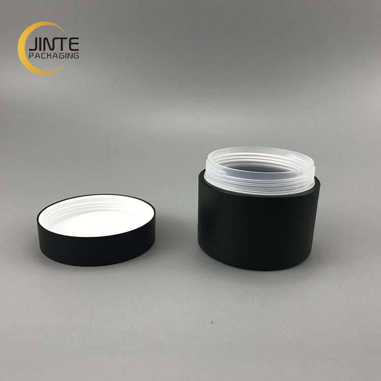 2020 New Design Cheap Plastic Cosmetics, 150ml /5oz Matte Black Hair Pomade Double wall PP Jar With Lid.
