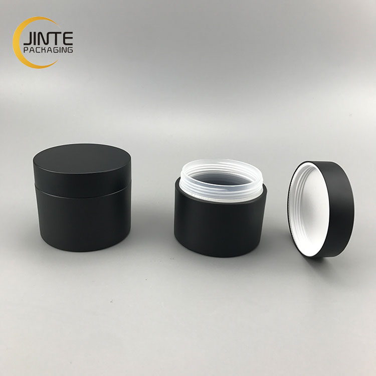 2020 New Design Cheap Plastic Cosmetics, 150ml /5oz Matte Black Hair Pomade Double wall PP Jar With Lid.