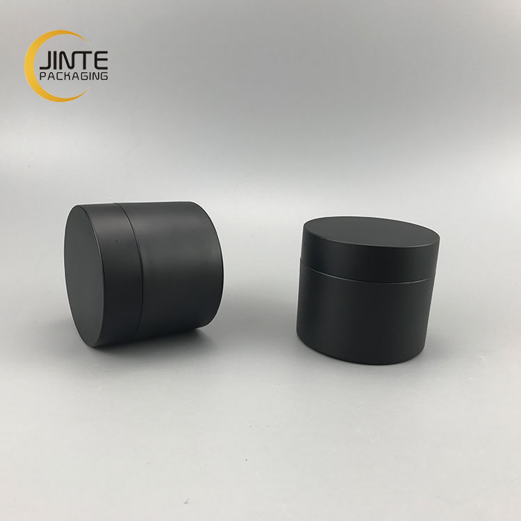 2020 New Design Cheap Plastic Cosmetics, 150ml /5oz Matte Black Hair Pomade Double wall PP Jar With Lid.