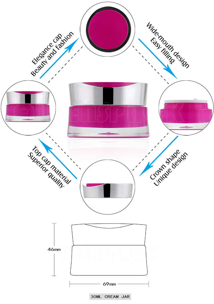 2020 New Design Cosmetic Jars Recycled Plastic 30ml Acrylic Jar Cosmetic Cream