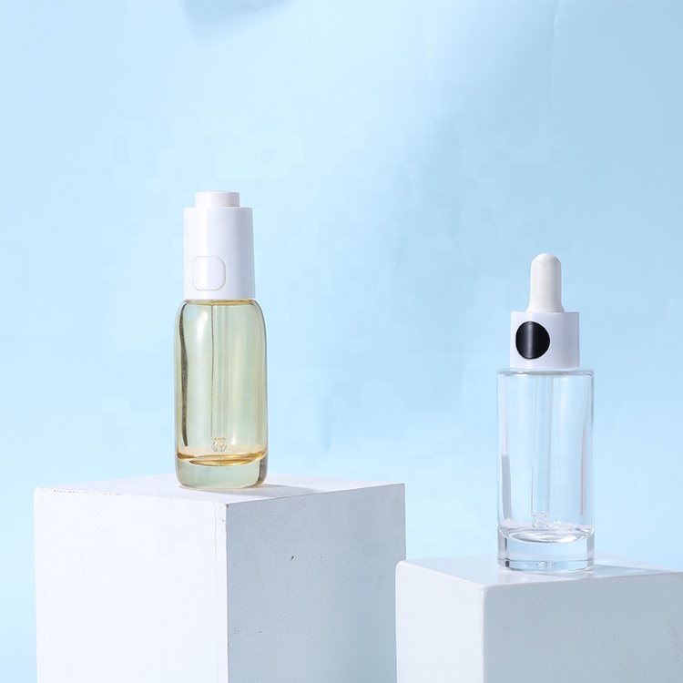 2020 New Design Custom 30ml Glass Dropper Bottle With Button lid design For Essential Oil