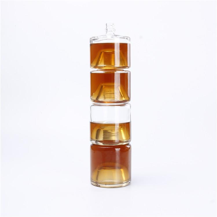 2020 New Design Empty Glass Stackable Bottle With Screw Lids 100ml 250ml 350ml 500ml