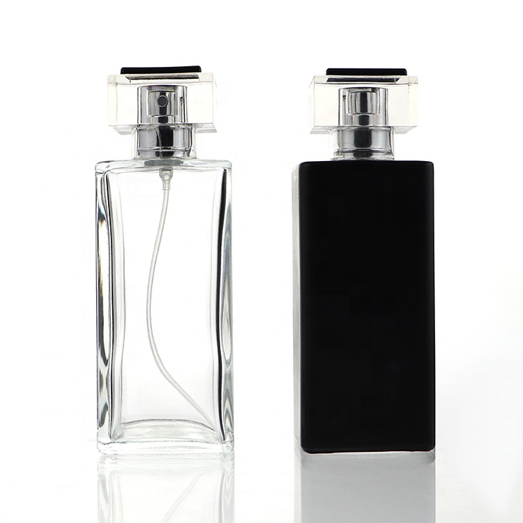 2020 New Design Luxury Square Perfume Bottle Black Glass 100 ml Wholesale
