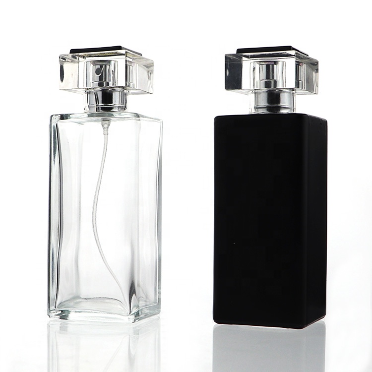 2020 New Design Luxury Square Perfume Bottle Black Glass 100 ml Wholesale
