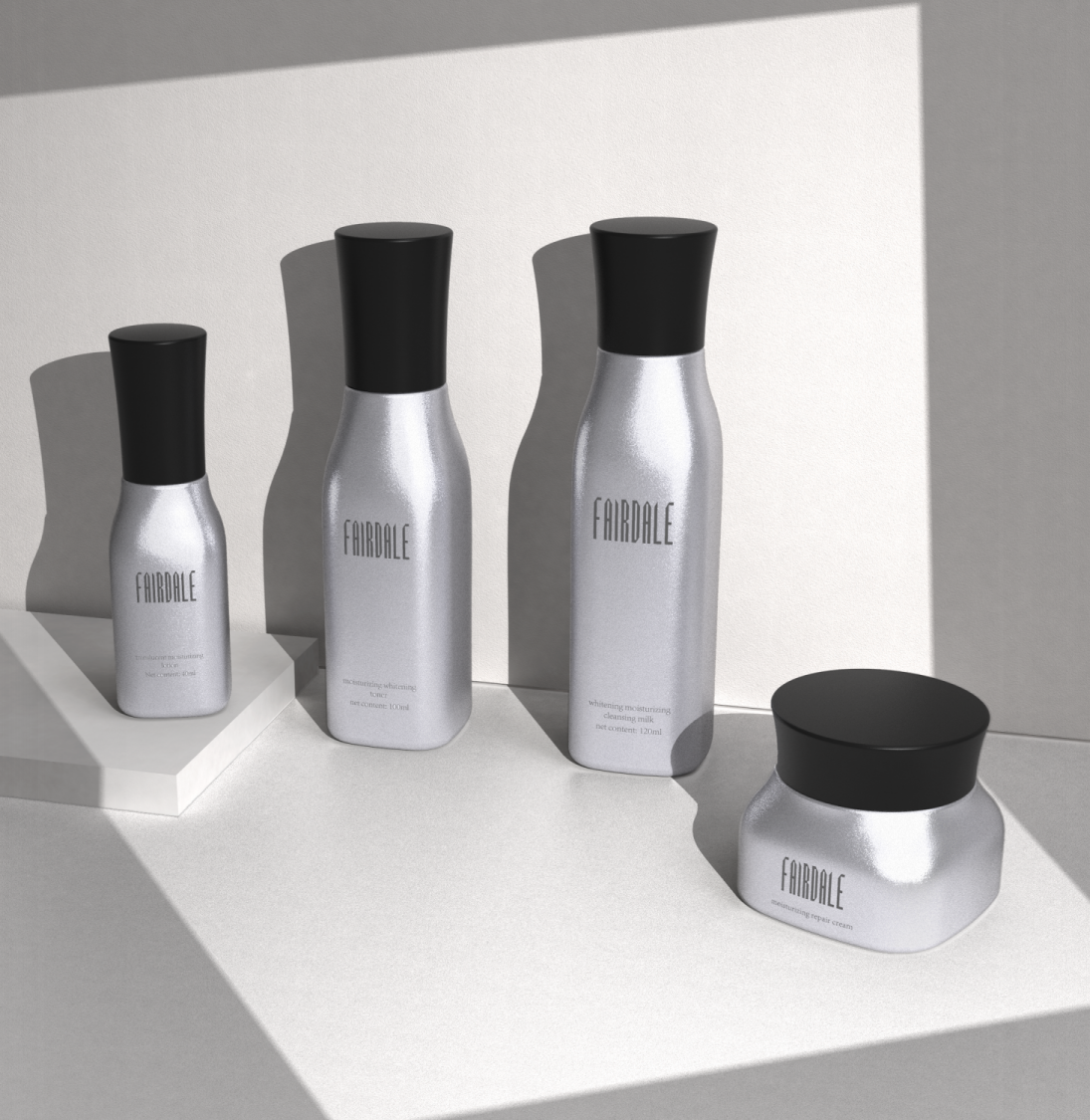 2020 New Design OEM Silver Color Cosmetic Suit Cream Bottle Toner Bottle Lotion Bottle
