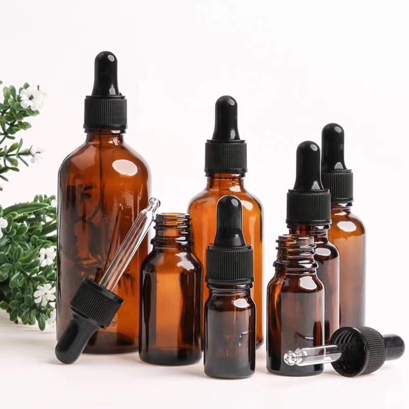 2020 New Design Wholesale 5ml 10ml 15ml 20ml 30ml 50ml 100ml Amber Glass Dropper Bottle For Oil With Liquid Medicine