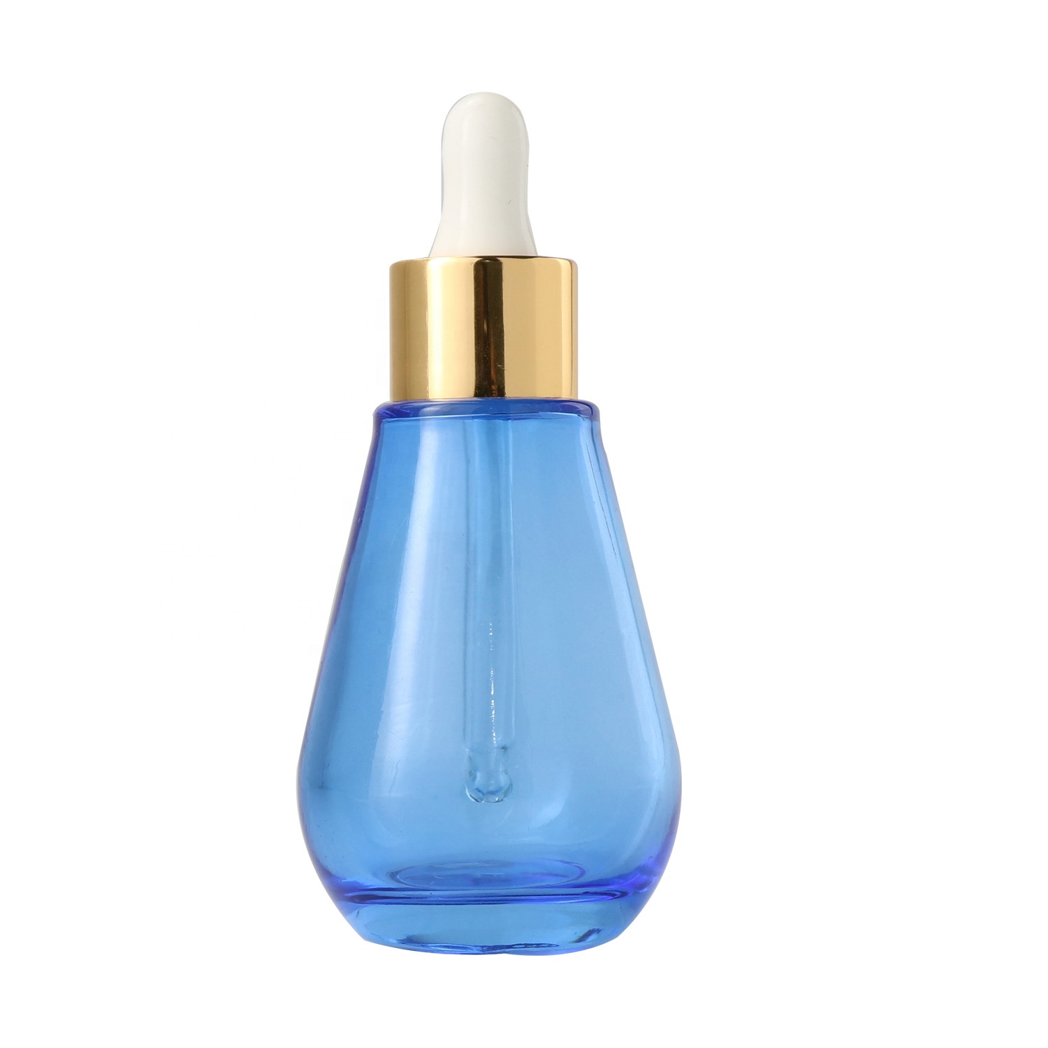 2020 New Empty Clear Green Blue Glass Luxury Flat Essential Oil Bottle Serum Fancy Pink Dropper Bottle 30ml