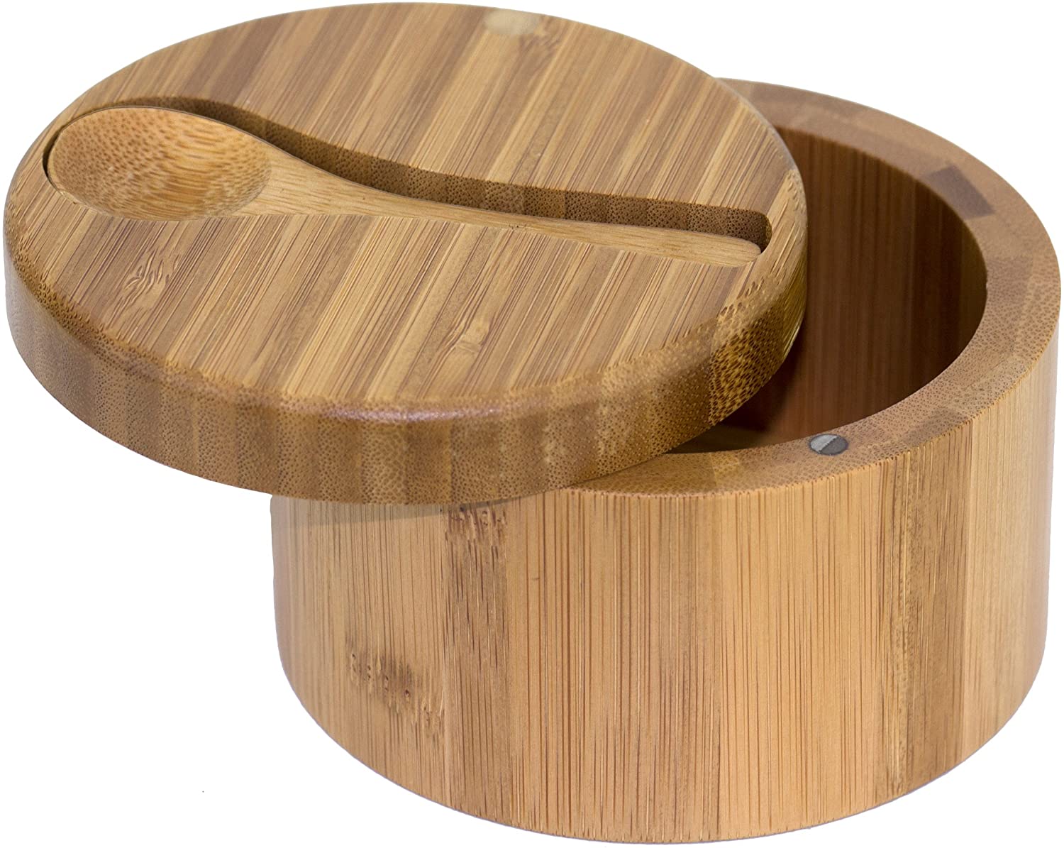 2020 New Hot Selling Bamboo Storage Sugar Box with Magnetic Swivel Lid 10oz Box Big Dipper Salt Box with Spoon
