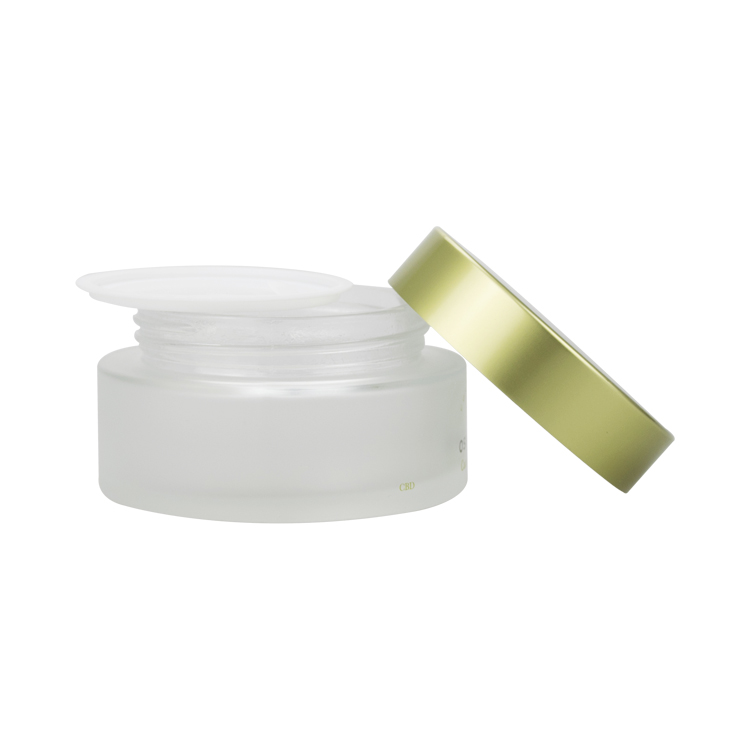 2020 New Product luxury cosmetic packaging 30g 50g 100g Frosted Glass Cream Jar With Not Flush Lid 100ml not flush metal lid jar