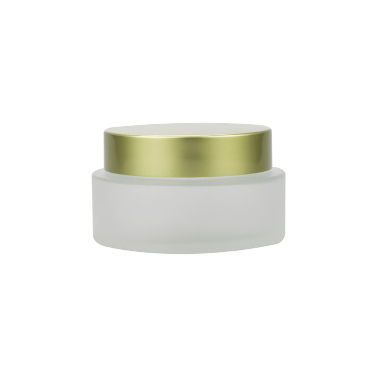 2020 New Product luxury cosmetic packaging 30g 50g 100g Frosted Glass Cream Jar With Not Flush Lid 100ml not flush metal lid jar