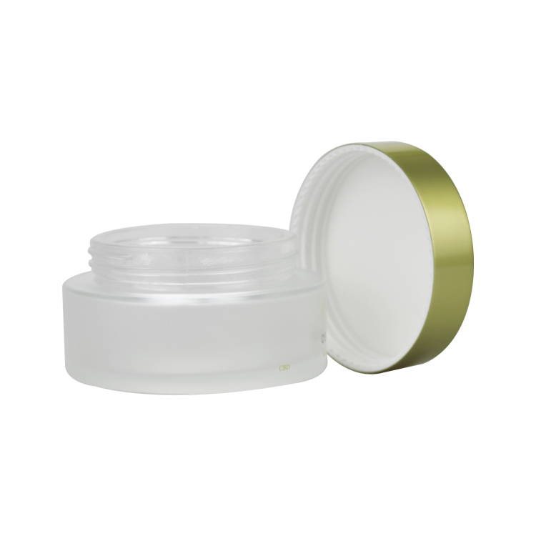 2020 New Product luxury cosmetic packaging 30g 50g 100g Frosted Glass Cream Jar With Not Flush Lid 100ml not flush metal lid jar