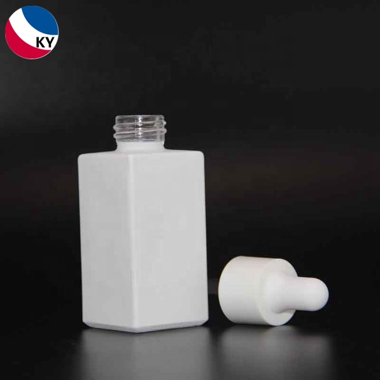 2020 New arrival 30ml 1oz matte white glass square cosmetics packaging bottle