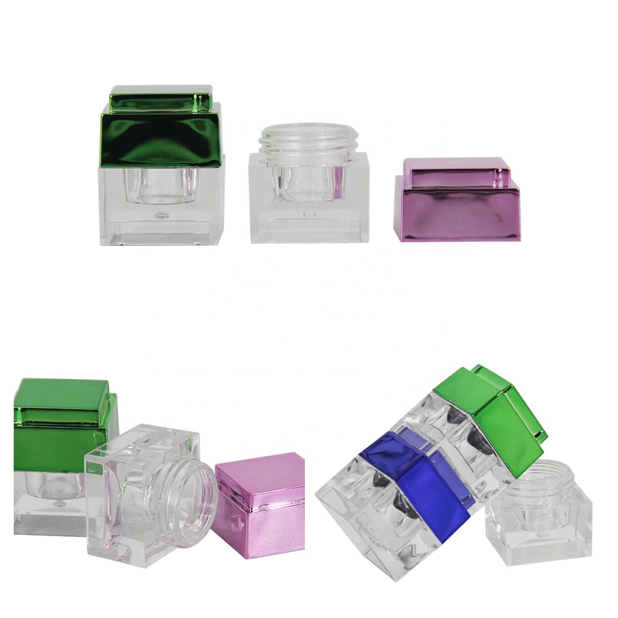2020 New design 11.8g plastic empty clear transparent container square jars packaging packing cosmetic jar with lid