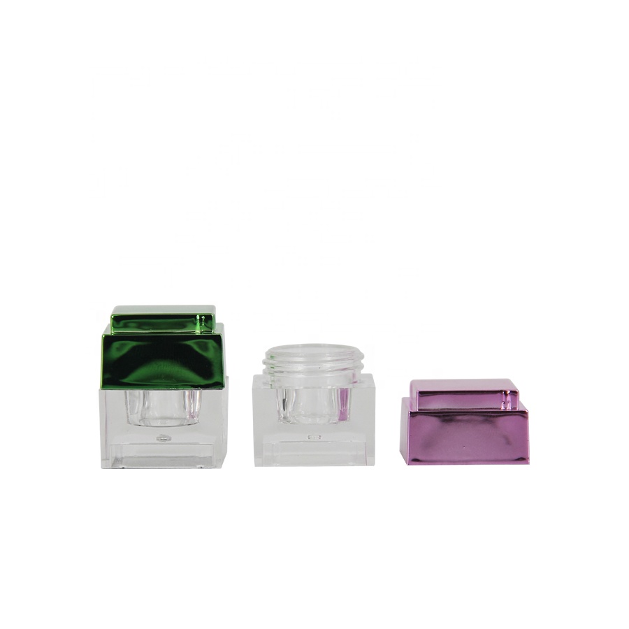 2020 New design 11.8g plastic empty clear transparent container square jars packaging packing cosmetic jar with lid