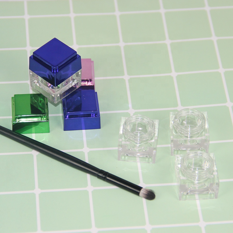 2020 New design 11.8g plastic empty clear transparent container square jars packaging packing cosmetic jar with lid